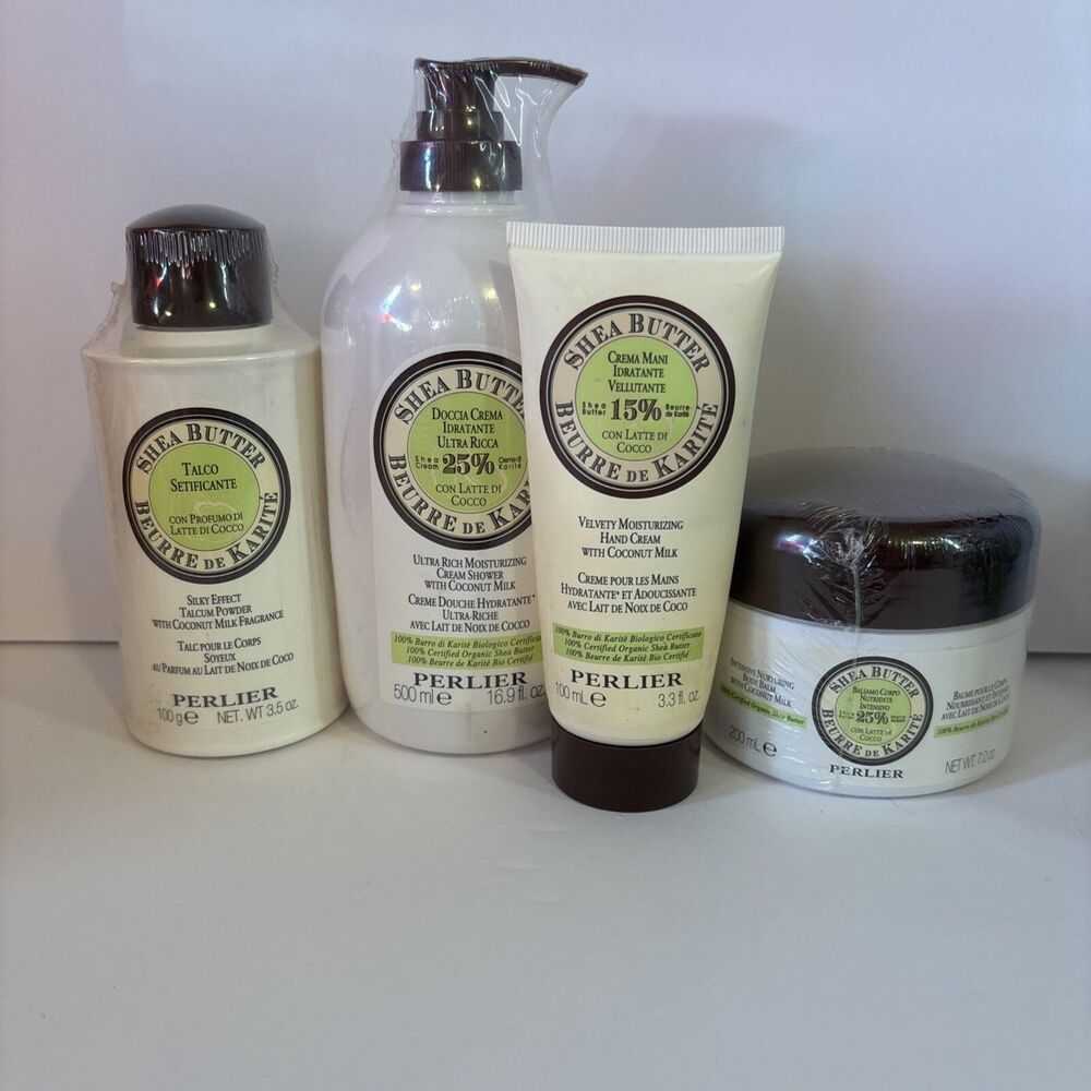 Perlier Shea Butter Cream Shower, Body Balm, Talcum Talc, Hand Cream New Sealed